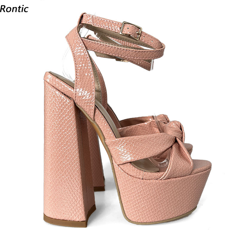 Women Shoes Model - Rontic Heiße handgemachte Damen-Plateau-Sandalen, Knöchelriemen, Blockabsätze,