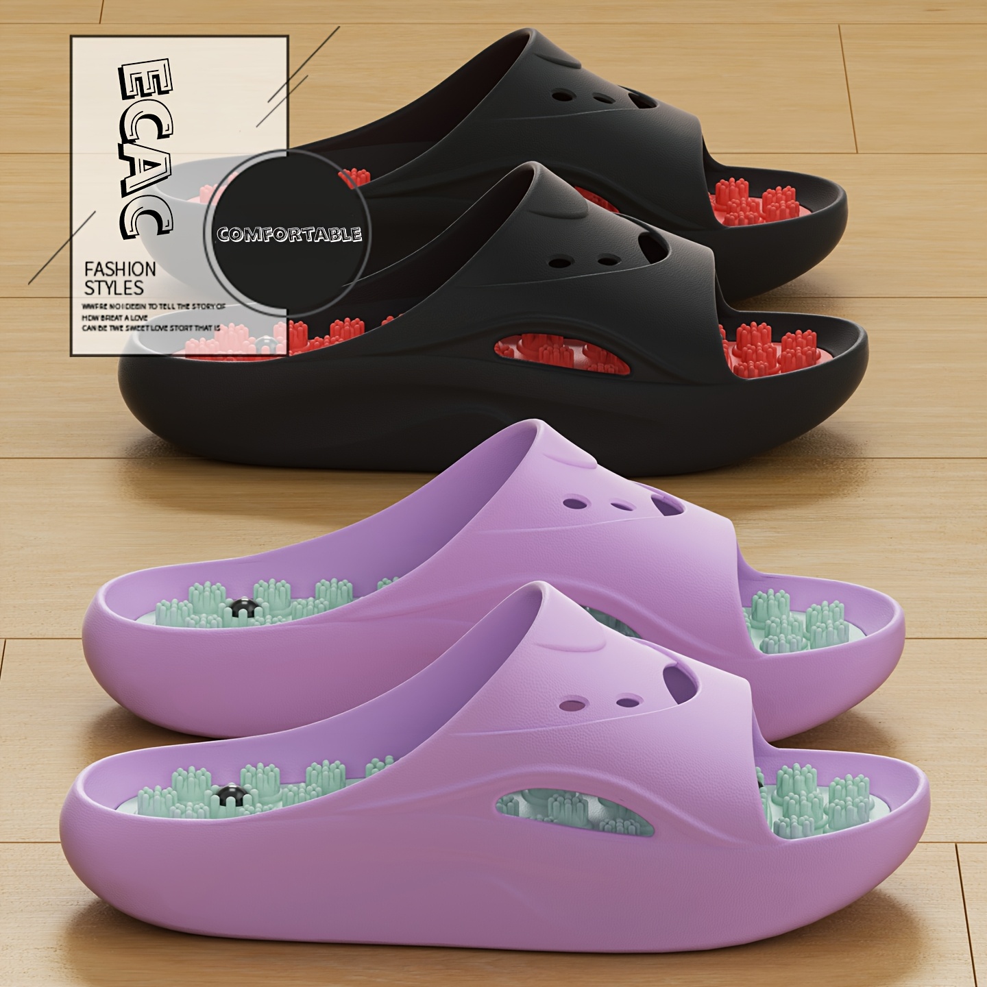 Women Shoes Size To Men - Damen Herren EVA Massage-Hausschuhe mit Dicker
