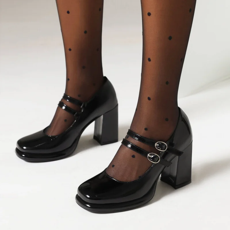 Patent Leather Pump - 2024 neue Lack leder Doppels chnalle