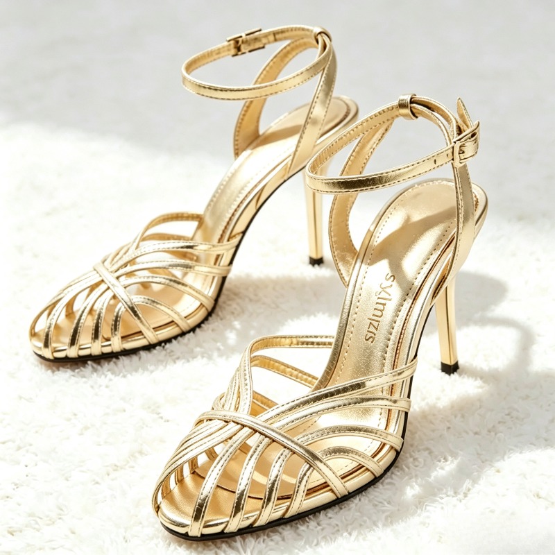 Women Shoes Model - Sexy Gold Hohl Schmale Band High