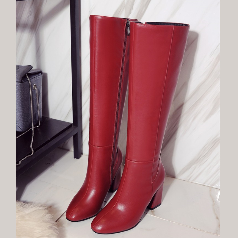 Mode Rot Winter frauen Kniehoh – Zip Up Boots Short Bewertung und Preis