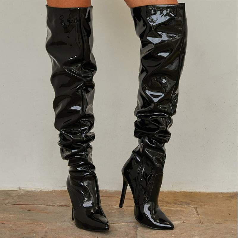 Damenstiefel über dem Knie, gl – Patent Leather Pump Bewertung und Preis