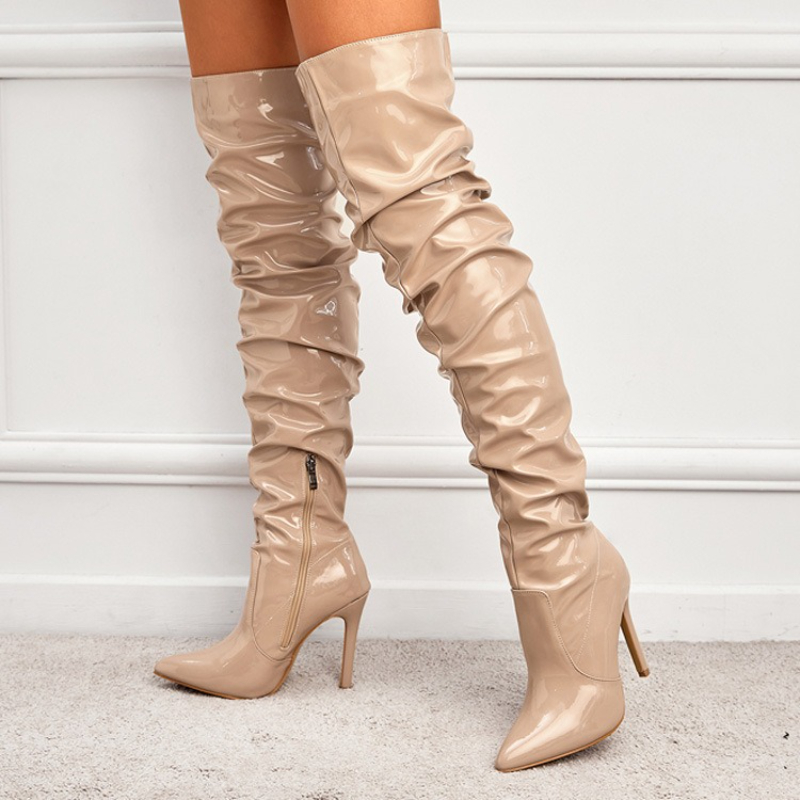 Damenstiefel über dem Knie, gl – Patent Leather Pump Bewertung und Preis