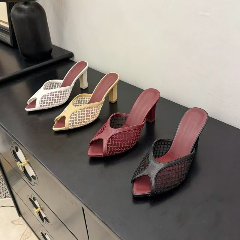 Damen Netzstoff Peeptoe Mules  – Women Shoes Mules Bewertung und Preis