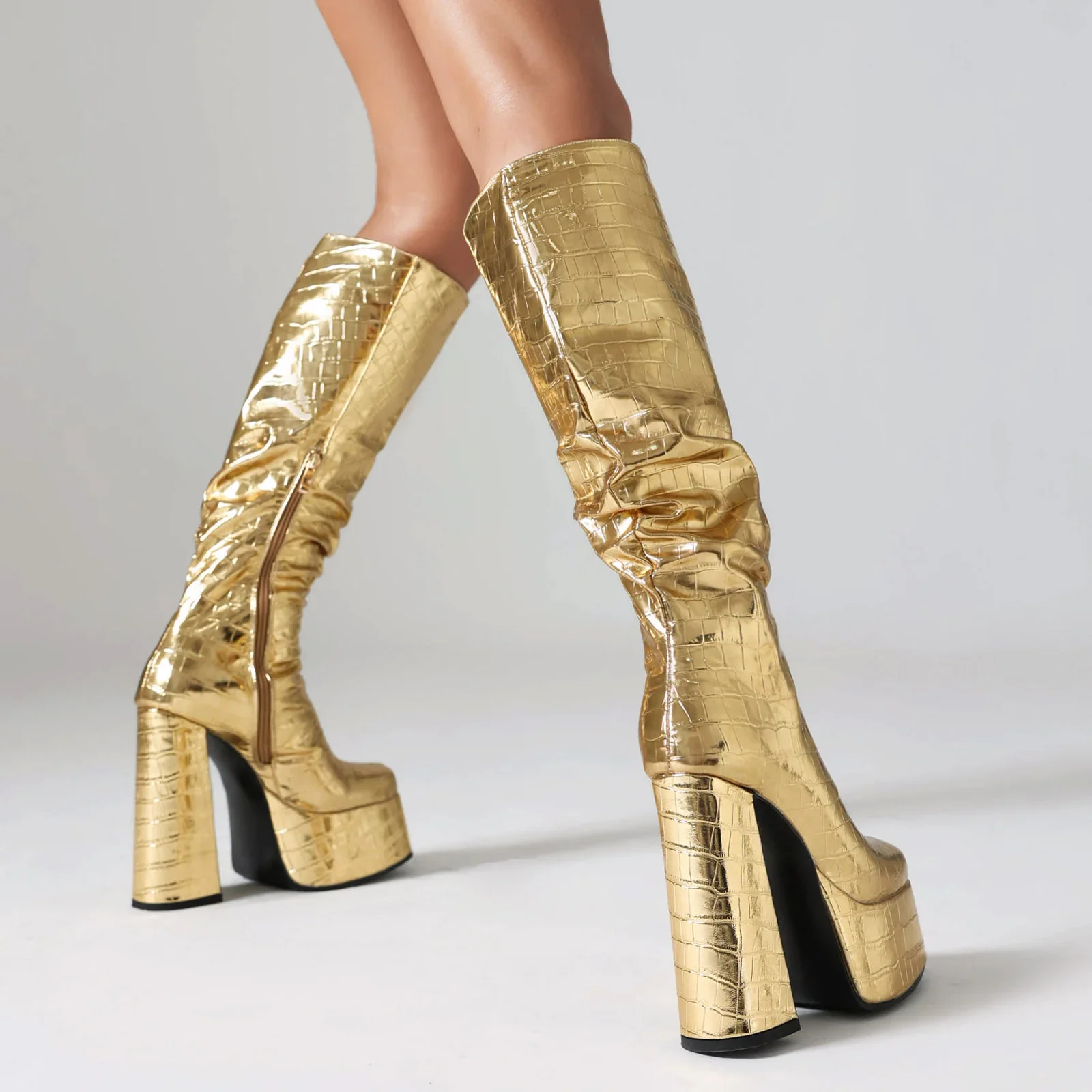 Shiny Silber Frauen Plissee Pl – Zip Up Boots Short Bewertung und Preis